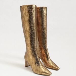 Sam Edelman Gold Boots Sylvia2 Snake Print Women's Size 9